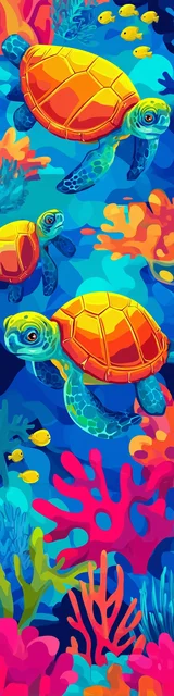Free turtle bookmark featuring underwater bold colors turtles ocean